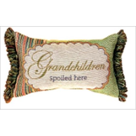 MANUAL WOODWORKERS & WEAVERS Manual Woodworkers and Weavers TWGCS Grandchildren Spoiled Here Tapestry Pillow With Fringe Filled With Recycled Fibers 12.5 X 8.5 in. Poly Blend TWGCS